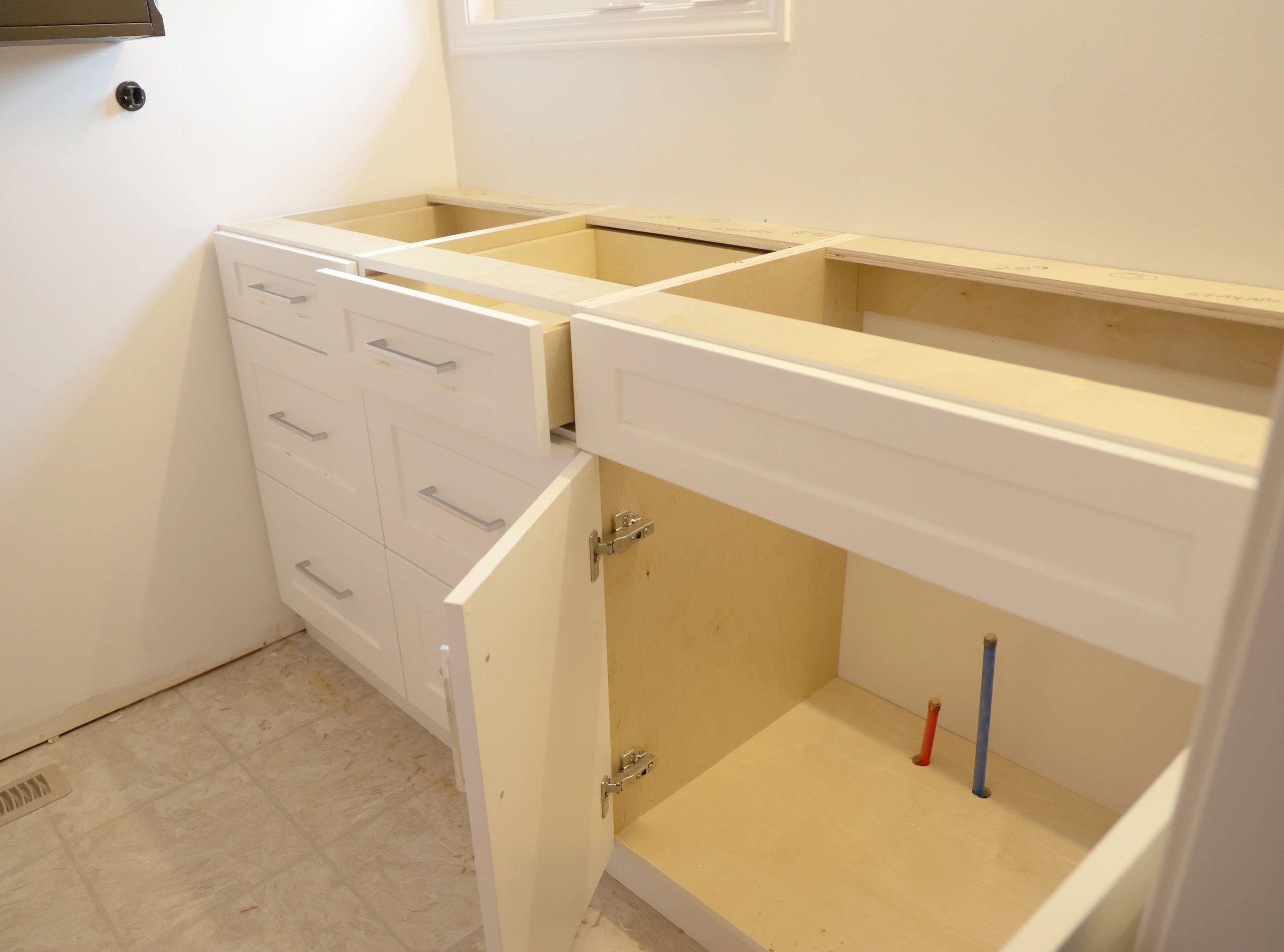 Bathroom renovation with newly installed vanity