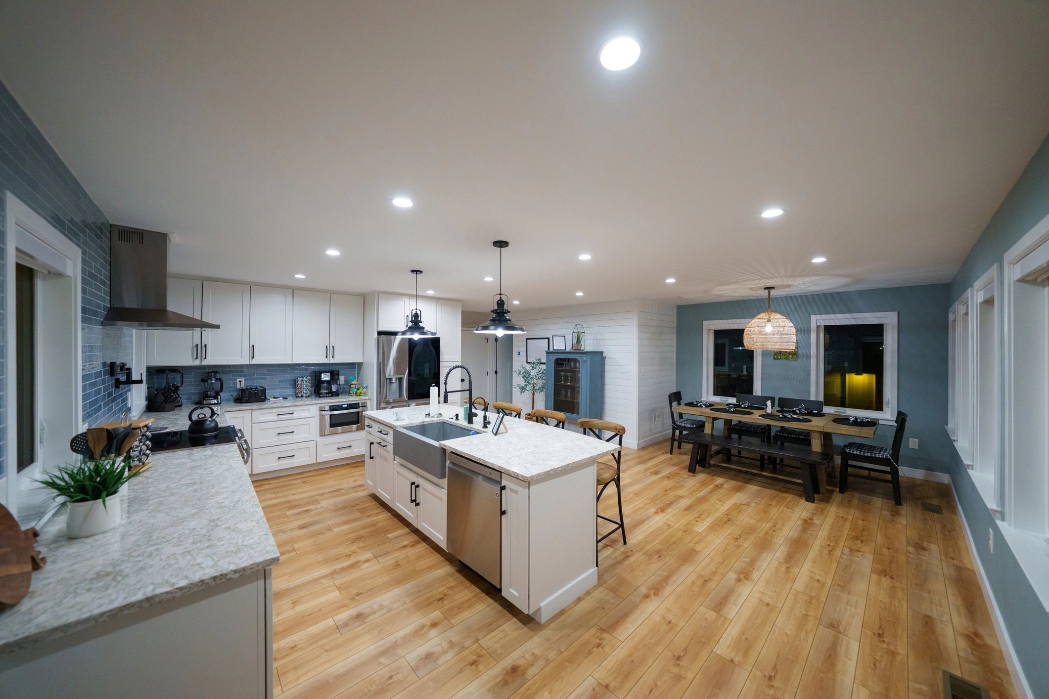 Modern renovated kitchen and dining area